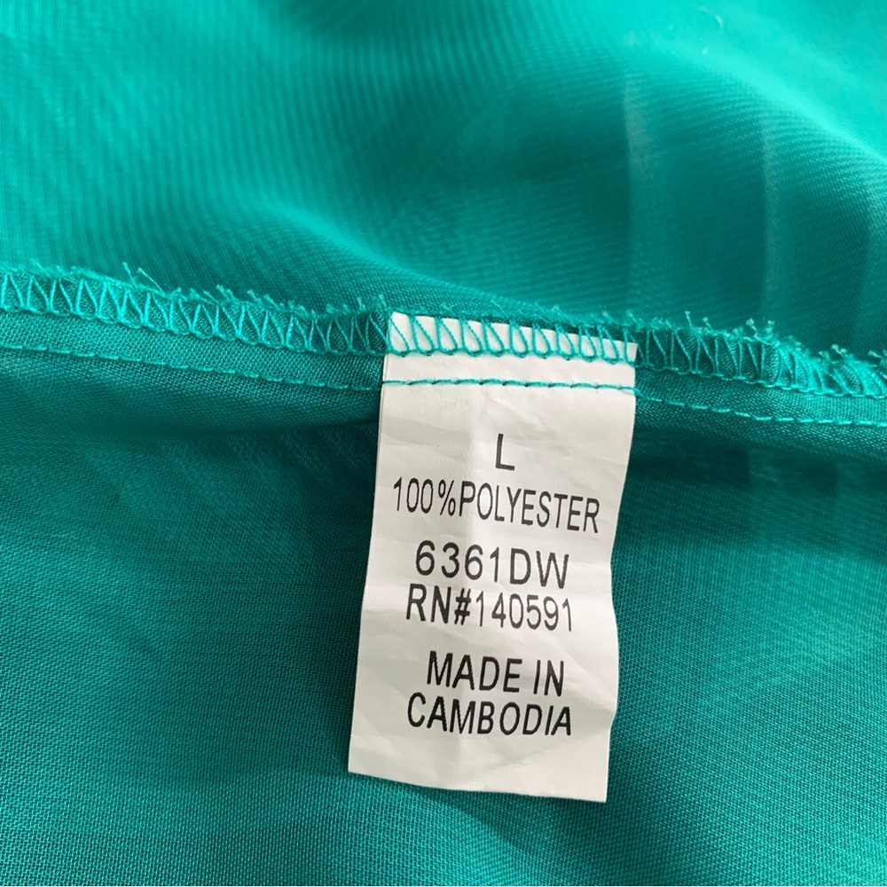 CQbyCQ Teal Maxi Dress with Ruffles Sleeveless Size Large Statement Dress - Picture 7 of 10